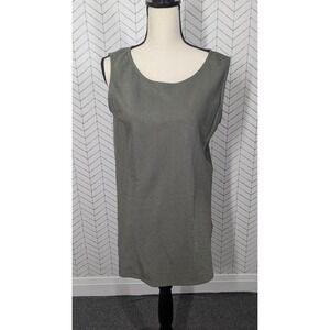 Eileen Fisher Blouse Women's Medium Green Silk Shell Top Old Money Quiet Luxury